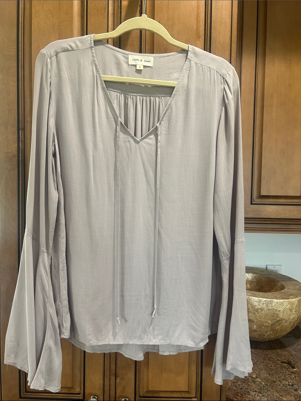 cloth & stone Soft Lavender V-Neck Long-Sleeve Blouse